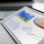 Tablet with business statistic chart